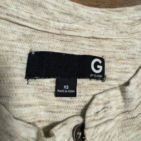 G by Guess Oatmeal Henley Tee Size XS Casual Basic Layering Comfy School - Picture 4 of 8